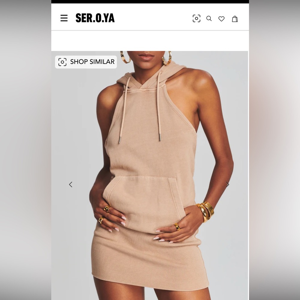 Sleeveless Hooded Sand Dress - Women's Beige Casual Dress